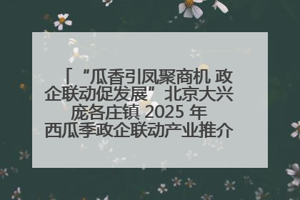 “瓜香引凤聚商机 政企联动促发展”北京大兴庞各庄镇 2025 年西瓜季政企联动产业推介活动圆满举行