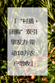 “村播＋团购”双引擎发力 带动10万农户增收