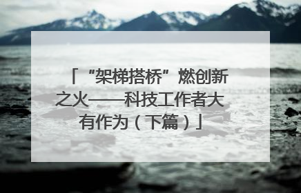 “架梯搭桥”燃创新之火——科技工作者大有作为（下篇）