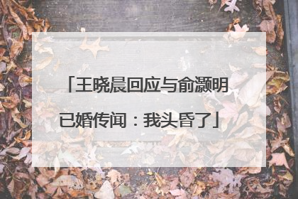 王晓晨回应与俞灏明已婚传闻：我头昏了