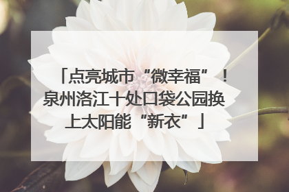 点亮城市“微幸福”！泉州洛江十处口袋公园换上太阳能“新衣”