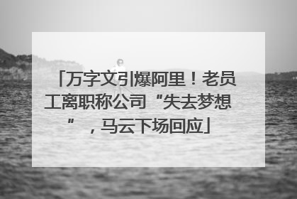 万字文引爆阿里！老员工离职称公司“失去梦想”，马云下场回应