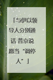 与伊以领导人分别通话 普京说愿当“调停人”