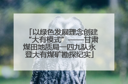 以绿色发展理念创建“大有模式”——甘肃煤田地质局一四九队永登大有煤矿勘探纪实