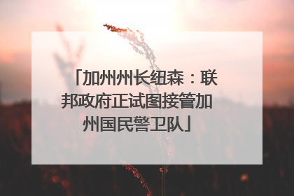 加州州长纽森：联邦政府正试图接管加州国民警卫队