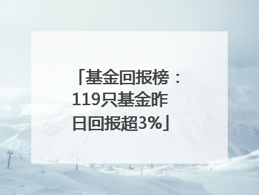 基金回报榜：119只基金昨日回报超3%