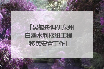 吴毓舟调研泉州白濑水利枢纽工程移民安置工作