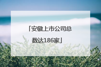 安徽上市公司总数达186家
