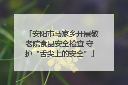 安阳市马家乡开展敬老院食品安全检查 守护“舌尖上的安全”