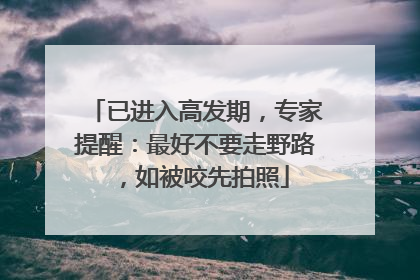 已进入高发期，专家提醒：最好不要走野路，如被咬先拍照