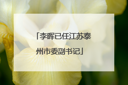 李晖已任江苏泰州市委副书记