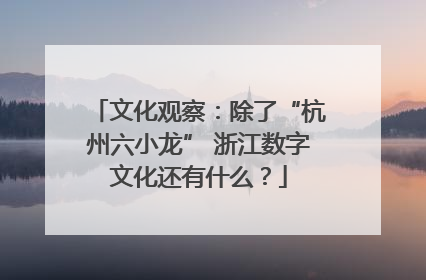 文化观察：除了“杭州六小龙” 浙江数字文化还有什么？