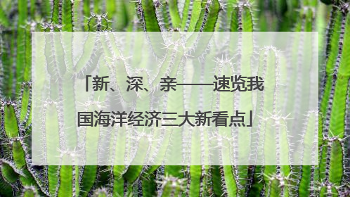新、深、亲——速览我国海洋经济三大新看点