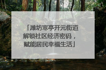 潍坊寒亭开元街道解锁社区经济密码，赋能居民幸福生活