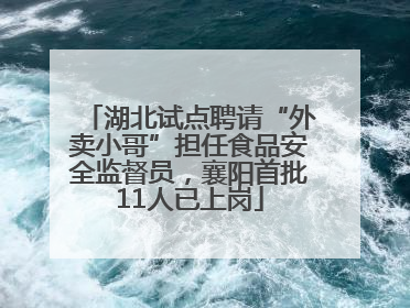 湖北试点聘请“外卖小哥”担任食品安全监督员，襄阳首批11人已上岗
