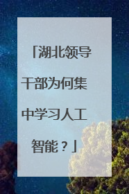 湖北领导干部为何集中学习人工智能？