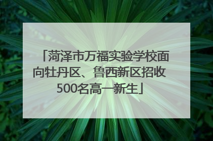 菏泽市万福实验学校面向牡丹区、鲁西新区招收500名高一新生