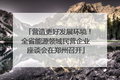 营造更好发展环境！全省能源领域民营企业座谈会在郑州召开