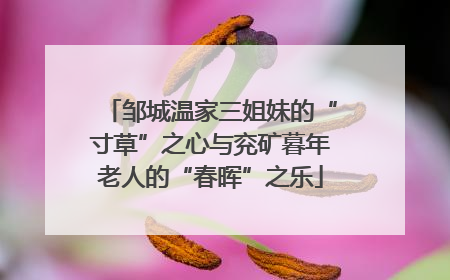 邹城温家三姐妹的“寸草”之心与兖矿暮年老人的“春晖”之乐