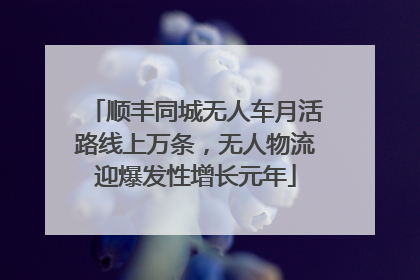 顺丰同城无人车月活路线上万条，无人物流迎爆发性增长元年