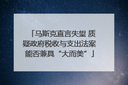 马斯克直言失望 质疑政府税收与支出法案能否兼具“大而美”