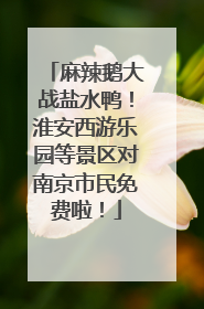麻辣鹅大战盐水鸭！淮安西游乐园等景区对南京市民免费啦！