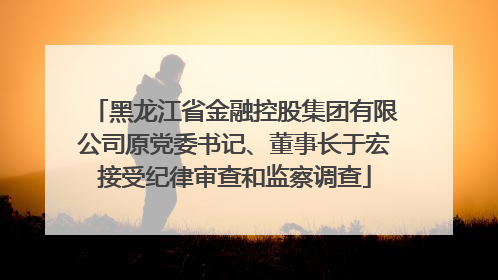 黑龙江省金融控股集团有限公司原党委书记、董事长于宏接受纪律审查和监察调查