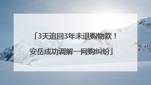 3天追回3年未退购物款！安岳成功调解一网购纠纷