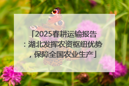 2025春耕运输报告：湖北发挥农资枢纽优势，保障全国农业生产